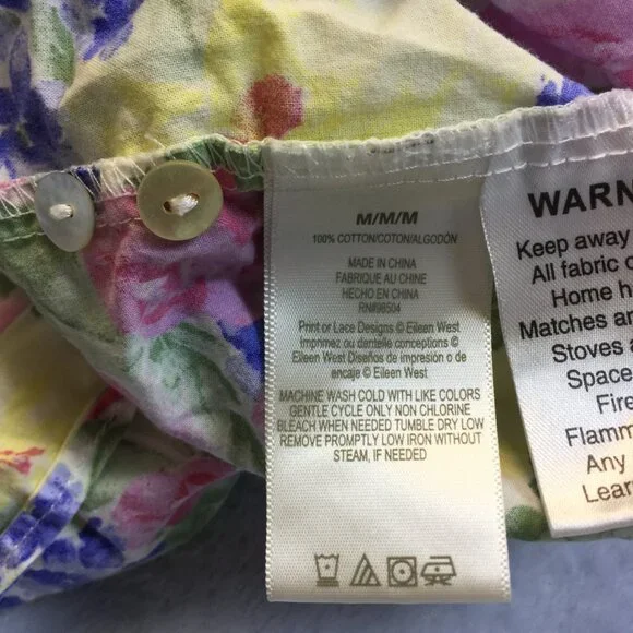 Eileen West Long Cami Nightgown Size M Womans Pink Floral Cotton Vtg Cottagecore - Picture 4 of 13